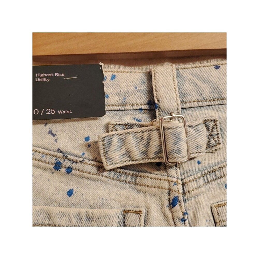 Wild Fable Shorts Womens Size 0 Light Blue Carpenter Art Splatter Paint - Picture 4 of 16